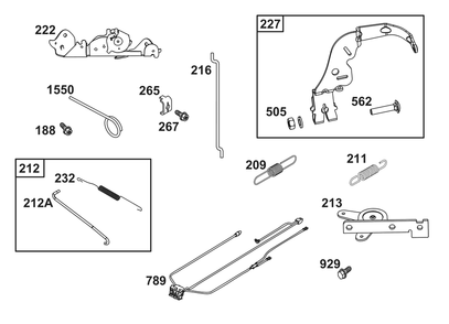 Controls Group Diagram and Parts List for 40N777-0010-B5 400000 - 699999 Briggs and Stratton Engine